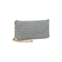Strikket Clutch Kæde Petra, med grey melange, By LOHN