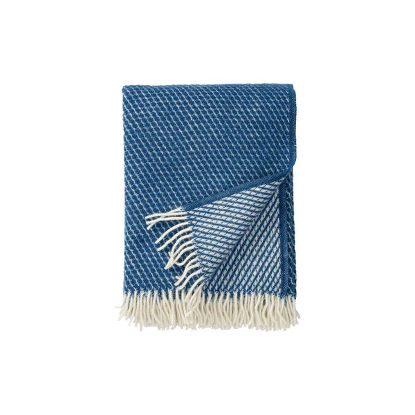 Velvet uld plaid, petrol, Klippan Yllefabrik