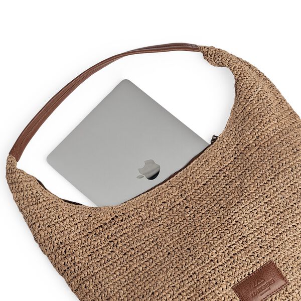 SoleaMBG Bag, Raffia, natural w/cognac, Markberg