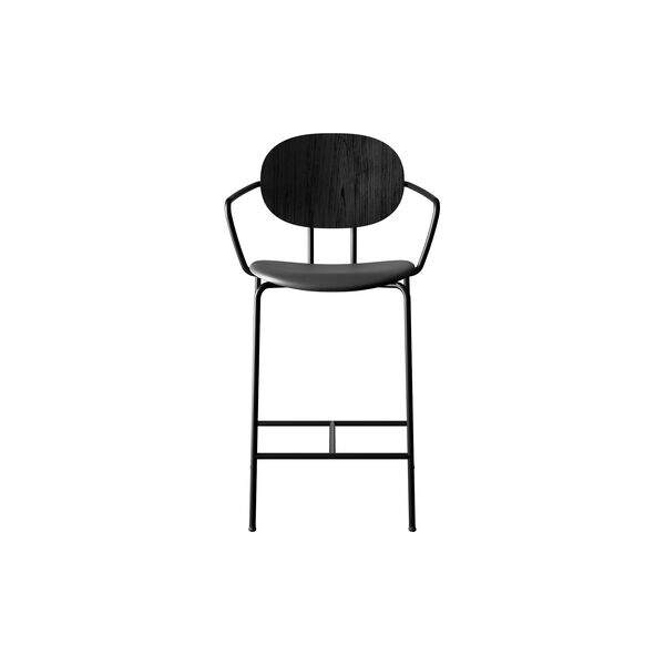 PIET HEIN Counter Chair with Arms, black lacquered oak/Solid Black 509 PIET HEIN Counter Chair with Arms, black lacquered oak/Solid Black 509, Sibast Furniture