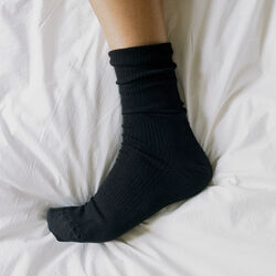 Wool Rib Socks, black, Aiayu