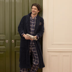 Checked Flannel Pajama Set, blue multi check, Lexington