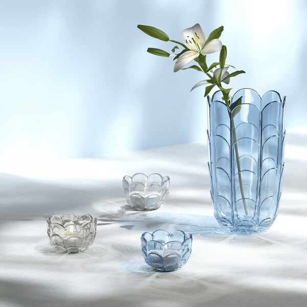 Lily vase, blue iris, Holmegaard