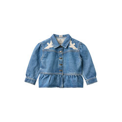 Denim Frill Jacket w. Crochet Doves, Copenhagen Colors Organics