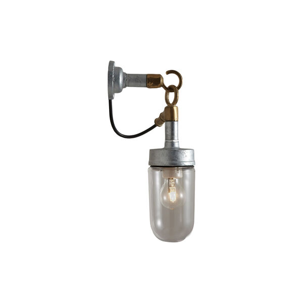 Well Glass Wall Light 7679, galvanised silver/clear, Original BTC