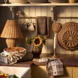 Cotton Terry Kitchen Towel, stone/white, Lexington