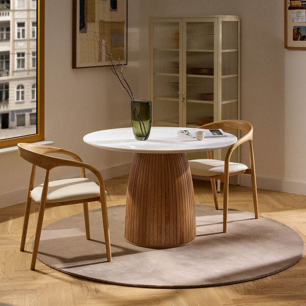 Nelly Round Dining Table, white marble, Westwing Collection