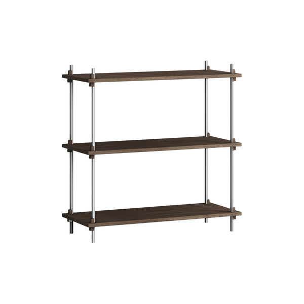 Shelving System &ndash; S.85.1.A, smoked oak/stainless steel, MOEBE