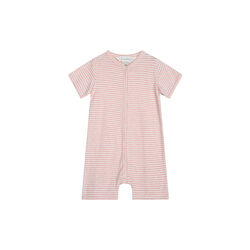 Baby Short Suit Stripe, coral/offwhite, Serendipity