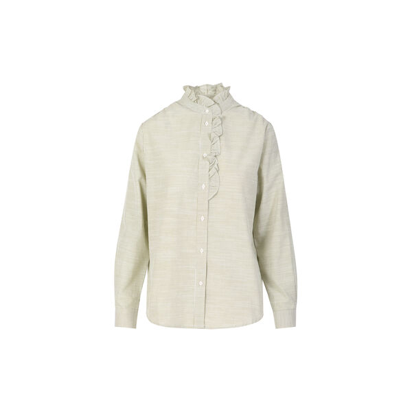 GWEN frill shirt, green stripe, Coster Copenhagen