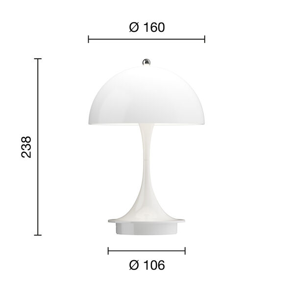 Panthella 160 Portable bordlampe, opal white, Louis Poulsen
