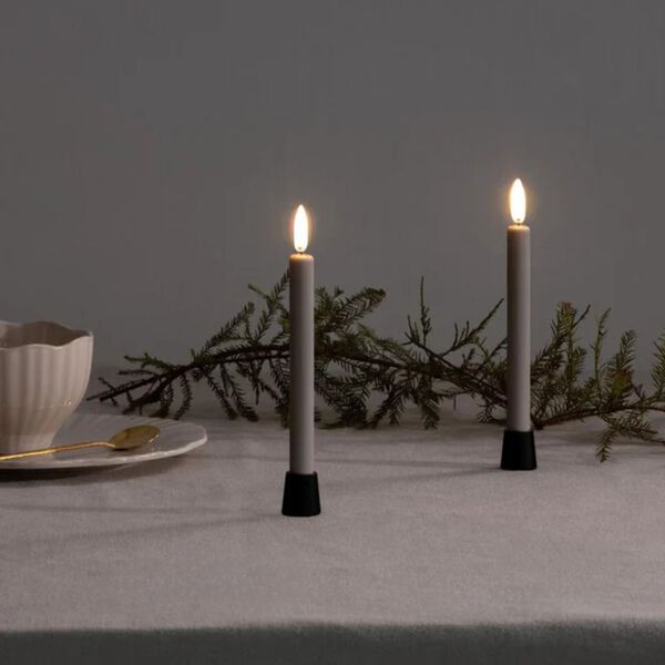 LED Mini Taper Candle 14 cm 2 pcs, sandstone, Uyuni Lighting