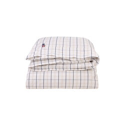 Icons White/Beige/Navy Checked Cotton Poplin Duvet Cover, white/beige/navy, Lexington