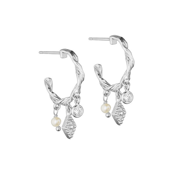 Hailey hoop&oslash;reringe med diamantformede vedh&aelig;ng, fors&oslash;lvet, Pure by Nat
