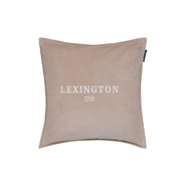 Icons Logo Organic Cotton Velvet Pillow Cover, beige/white, Lexington