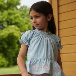 Blouse w. Smock w. Emb., Copenhagen Colors Organics