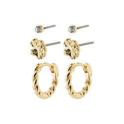 EMANUELLE Øreringe 3-i-1 sæt, gold plated, Pilgrim