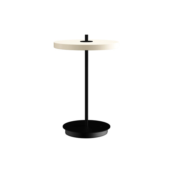 Asteria Move Portable Lamp, pearl white/black stem, UMAGE