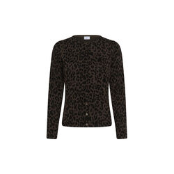 ZhilaSZ R-neck Cardigan, chocolate brown leopard, Saint Tropez