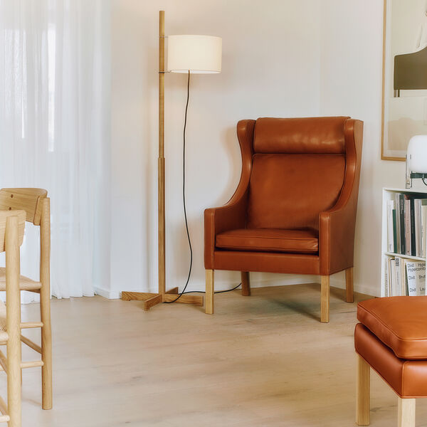 Mogensen 2204 &Oslash;reklapstolen, russet brown/lysolieret eg, Fredericia Furniture