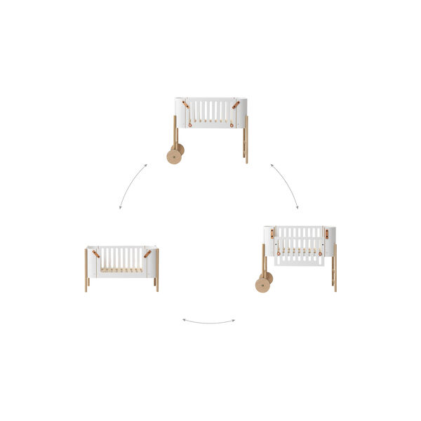 Wood co-sleeper inkl. ombyg til bænk, hvid/eg, Oliver Furniture