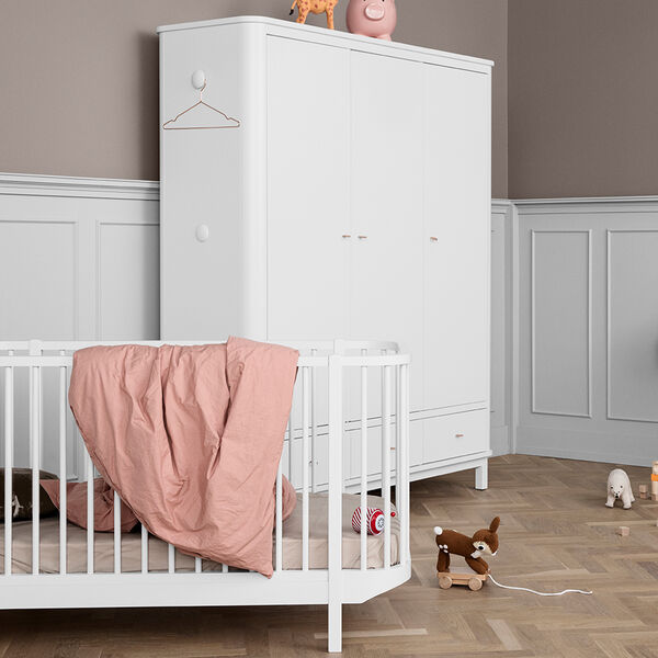 Wood klædeskab 3 døre, hvid, Oliver Furniture