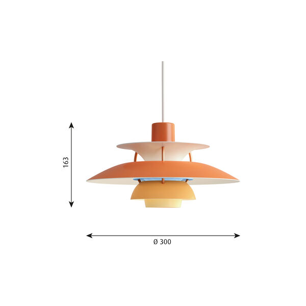 PH 5 Mini pendel, orange, Louis Poulsen