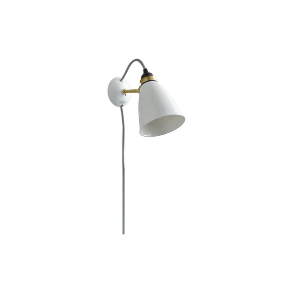 Hector 30 Wall Light Plug with Switch and Cable, natural white/grey, Original BTC