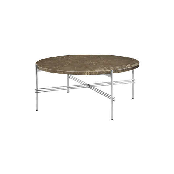 TS Coffee Table Ø80, brown emperador marble/steel TS Coffee Table Ø80, brown emperador marble/steel, GUBI