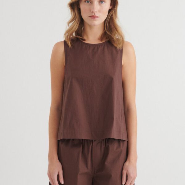 Ida Top, chicory coffee, Basic Apparel