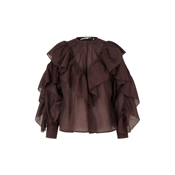 Fria Frill Blouse, chocolate plum, Second Female