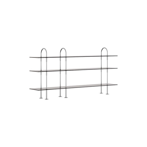 Keen Shelving, steel/smoked tempered glass, GUBI