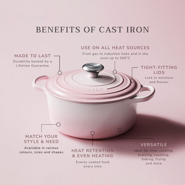 Signature rund st&oslash;bejernsgryde &Oslash; 24 cm, shell pink, Le Creuset