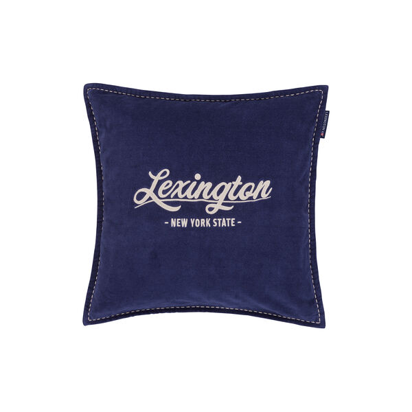Logo Pillow Cover, dark blue/lt beige, Lexington