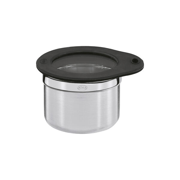 Opbevaringsboks med l&aring;g, st&aring;l/sort, R&ouml;sle