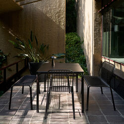 Thorvald SC111 Outdoor Dining Bench, warm black, &Tradition