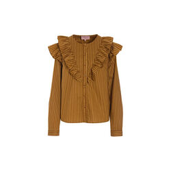 Lucinda Ruffle Shirt, caramel striped, HUNK&Oslash;N