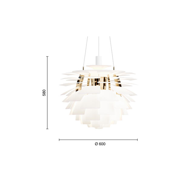 PH Artichoke, soft white/brass metallised, Louis Poulsen