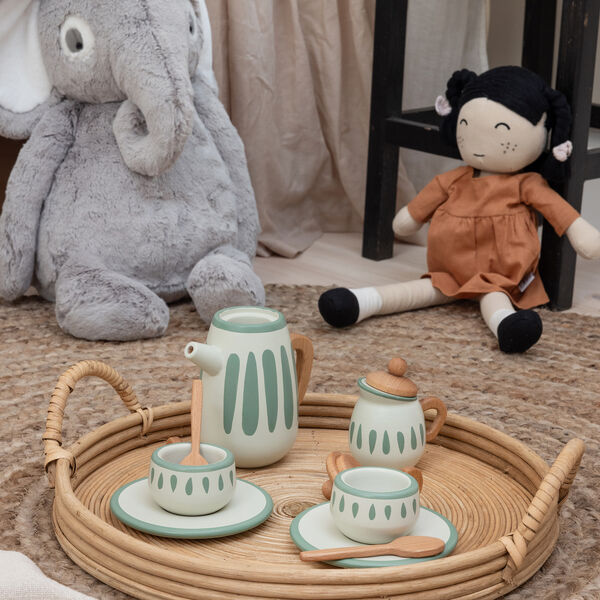 Te-s&aelig;t, classic white/sage green, Sebra