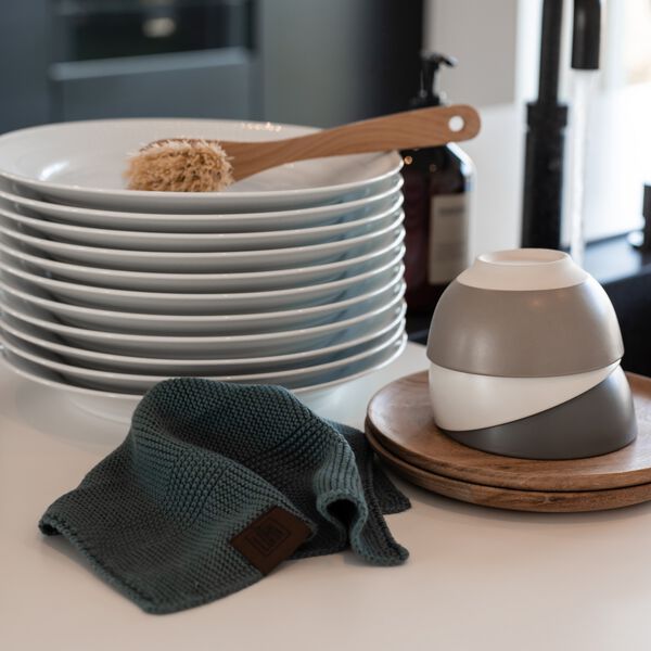 Strikket Klud, dark grey, By LOHN