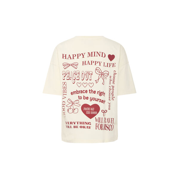 IHNABINO SS T-shirt, birch/ red dahlia, ICHI