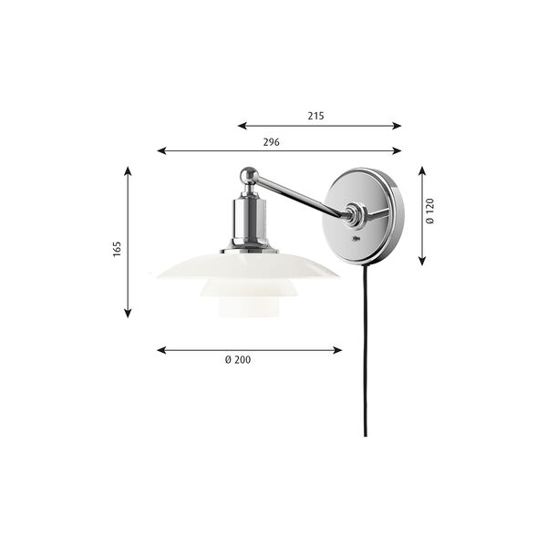 PH 2/1 væglampe, krom PH 2/1 væglampe, krom, Louis Poulsen
