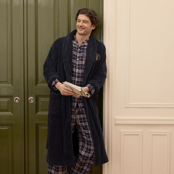 Checked Flannel Pajama Set, blue multi check, Lexington