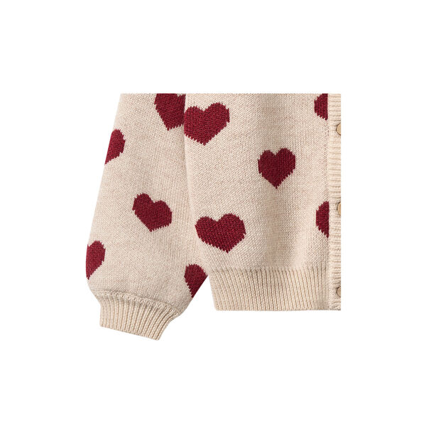 Jacquard Cardigan Hearts, offwhite melange, Wheat
