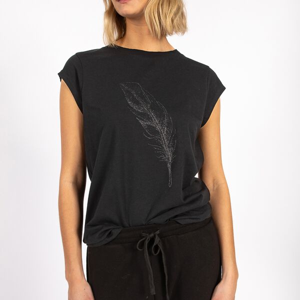 CC Heart FEATHER tee, black, Coster Copenhagen