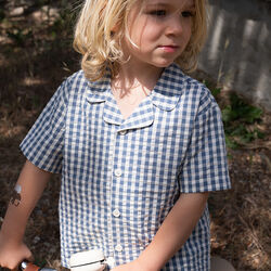 Kim SS Shirt, captains blue check, Konges Sl&oslash;jd