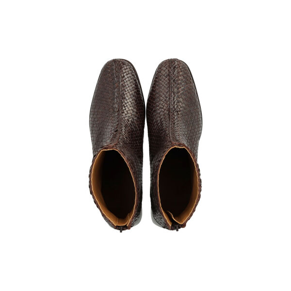 Støvlet, dark brown braid, ANGULUS