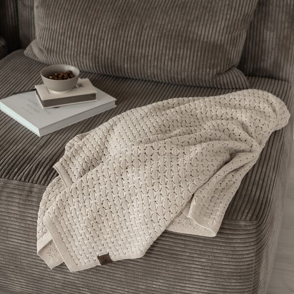 Strikket Plaid Mauntain, beige melange, By LOHN
