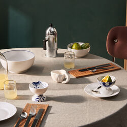 Blå Mega Riflet skål på fod 8 cm, Royal Copenhagen