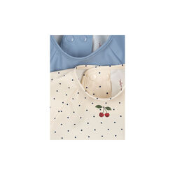2 Pack Dinner Bib with Sleeves, navy dot/rain washed, Konges Sl&oslash;jd